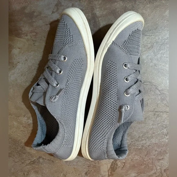Soda Gray mesh knit Slip-on sneakers Shoes with Laces Casual Comfort Women’s 7.5 - Picture 3 of 5